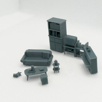 Yao's Studio LYTS017 Miniature Scene: Sofa, Home Appliances, Piano, Desk & Living Room Set