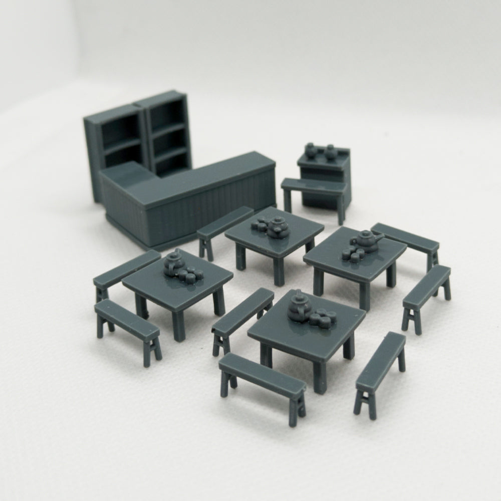 Yao's Studio LYTS019 Miniature Scene Inn Interior Dining Table Chairs And Bar Counter Model Set