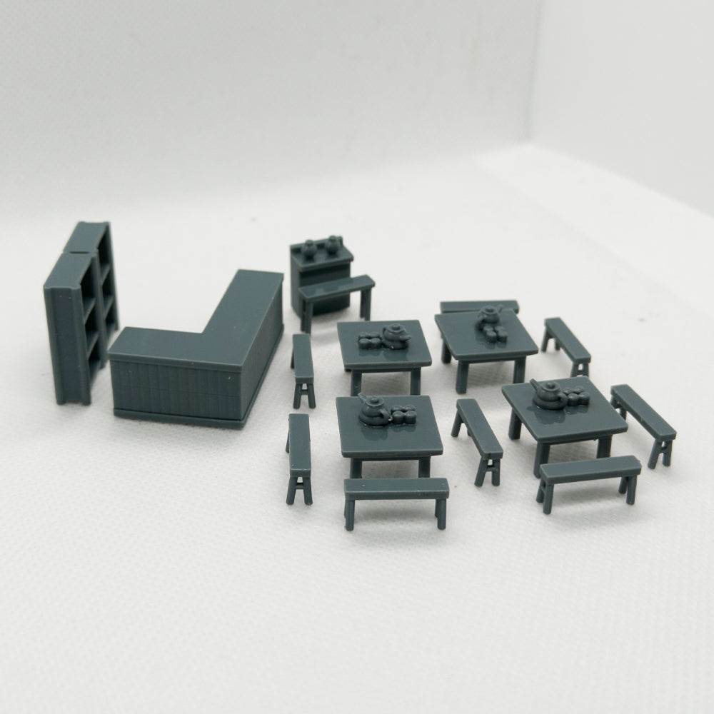 Yao's Studio LYTS019 Miniature Scene Inn Interior Dining Table Chairs And Bar Counter Model Set