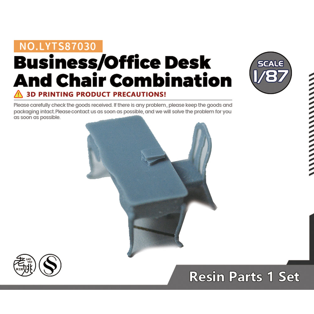 Yao's Studio LYT030 Business/Office Desk And Chair Combination HO/OO/Z/N/TT Railroad Miniature Accessory Display Props