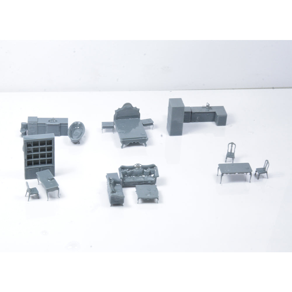 Yao's Studio LYTS034  Miniature Scene Of House Bed Sofa Bathroom Kitchen Bathtub Furniture And Home Appliance Set Interior Components Of The House