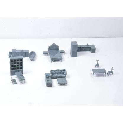 Yao's Studio LYTS034  Miniature Scene Of House Bed Sofa Bathroom Kitchen Bathtub Furniture And Home Appliance Set Interior Components Of The House