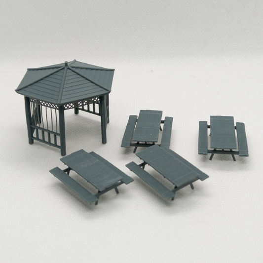 Yao's Studio LYTS056 Miniature Scene 5-Piece Set Town Park 3D Picnic Table Models For Railway Train Scenery