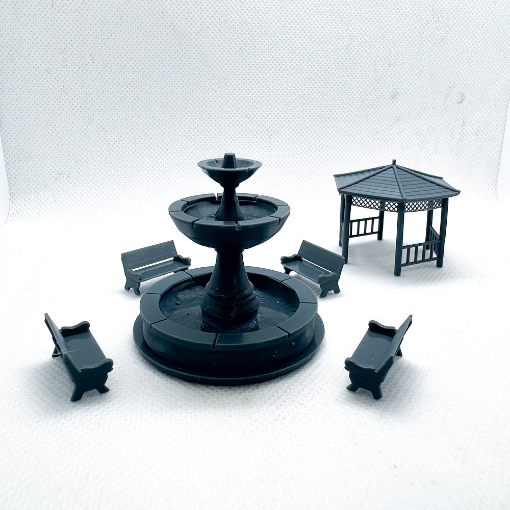 Yao's Studio LYTS060 3D PrintGazebo Fountain Model Railroad Train Scenery Town Park