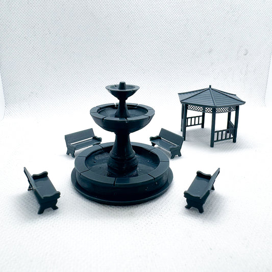 Yao's Studio LYTS060 3D PrintGazebo Fountain Model Railroad Train Scenery Town Park