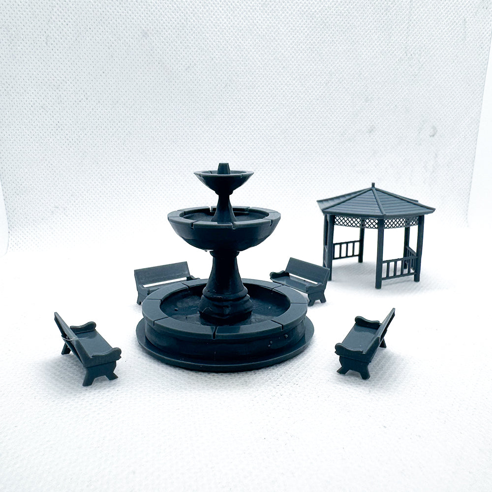 Yao's Studio LYTS060 3D PrintGazebo Fountain Model Railroad Train Scenery Town Park