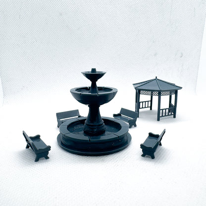 Yao's Studio LYTS060 3D PrintGazebo Fountain Model Railroad Train Scenery Town Park