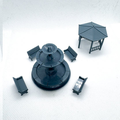 Yao's Studio LYTS060 3D PrintGazebo Fountain Model Railroad Train Scenery Town Park