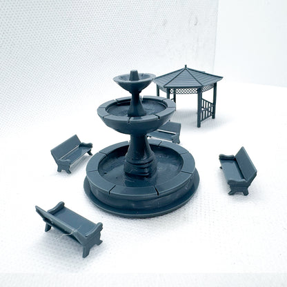 Yao's Studio LYTS060 3D PrintGazebo Fountain Model Railroad Train Scenery Town Park