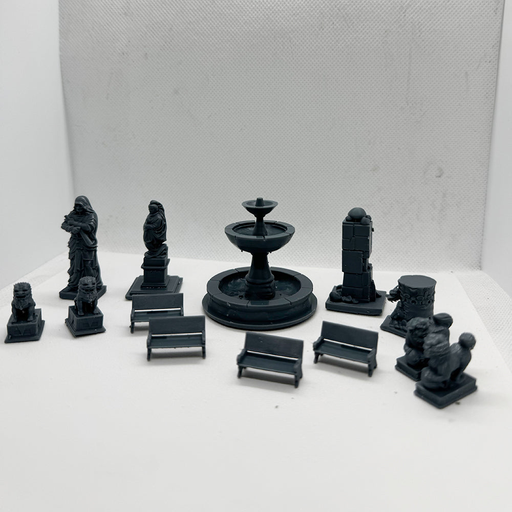 Yao's Studio LYTS061  Diorama 3D Printed Model Railway Train Scenery Leisure Garden Fountain Statue