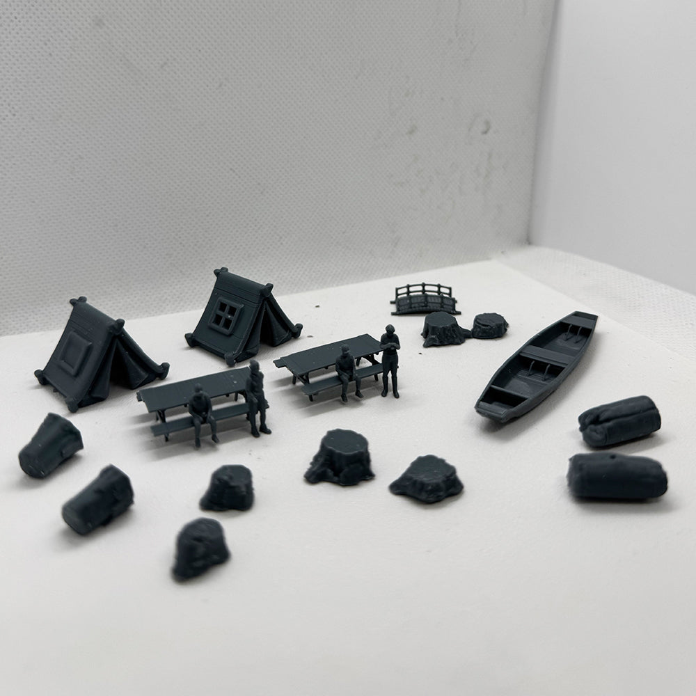 Yao's Studio LYTS067 Diorama 3D Railway Train Scene 20pcs Camping Set