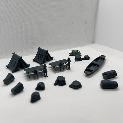 Yao's Studio LYTS067 Diorama 3D Railway Train Scene 20pcs Camping Set