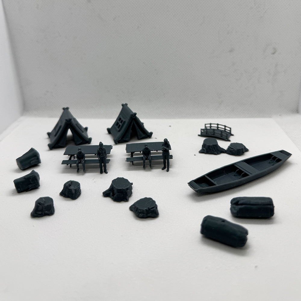 Yao's Studio LYTS067 Diorama 3D Railway Train Scene 20pcs Camping Set