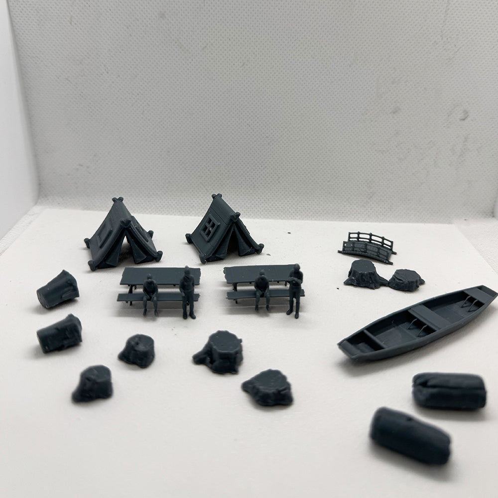 Yao's Studio LYTS067 Diorama 3D Railway Train Scene 20pcs Camping Set