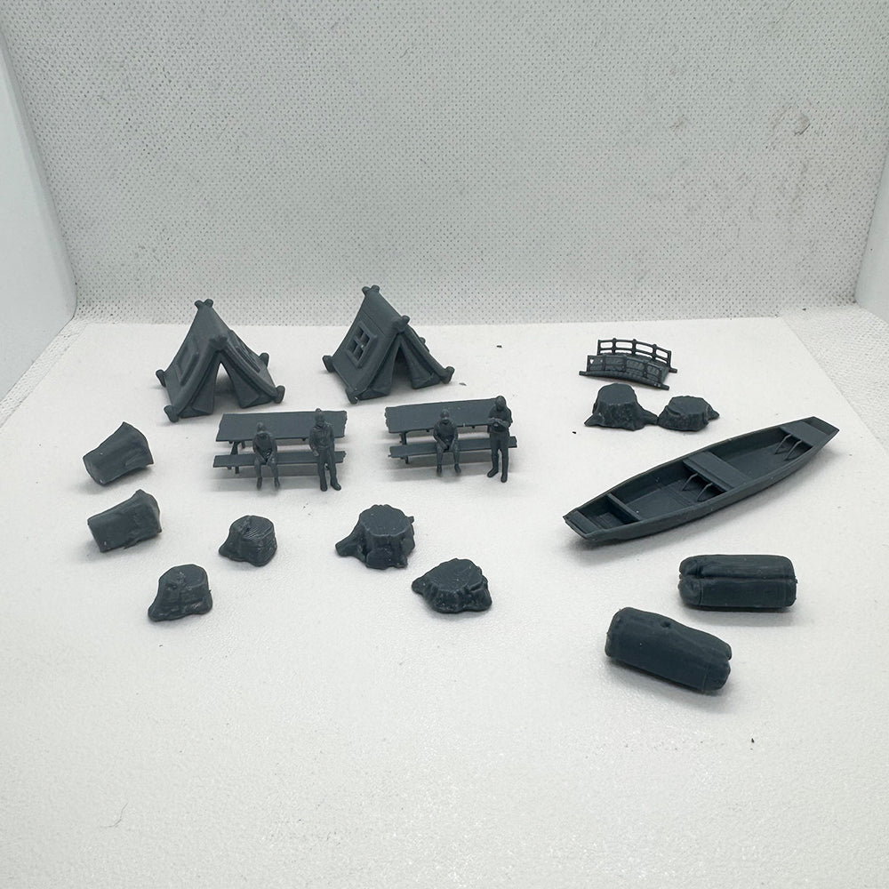 Yao's Studio LYTS067 Diorama 3D Railway Train Scene 20pcs Camping Set