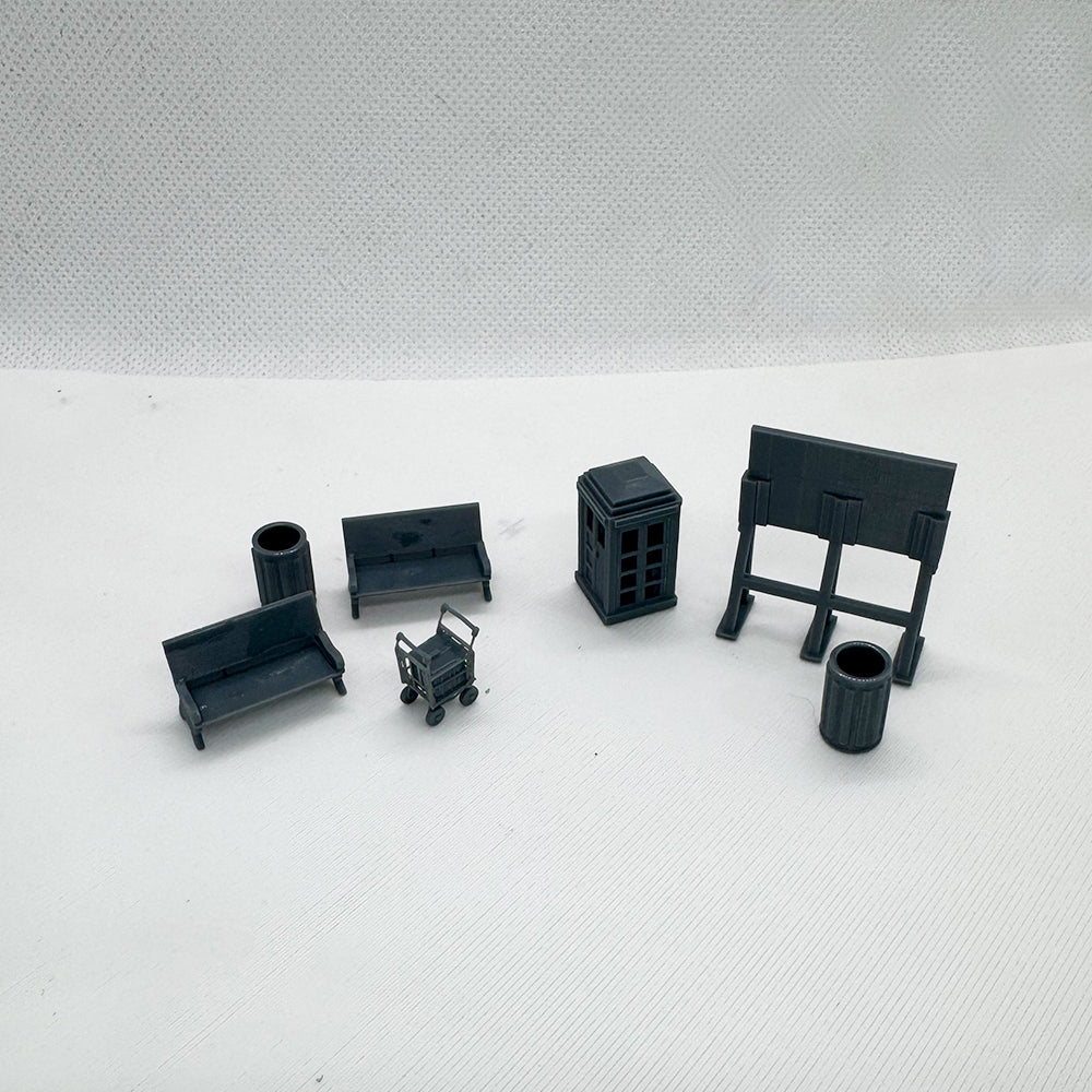 Yao's Studio LYTS072 Diorama Train Station Accessory Set Phone Booth Bench Luggage Scale