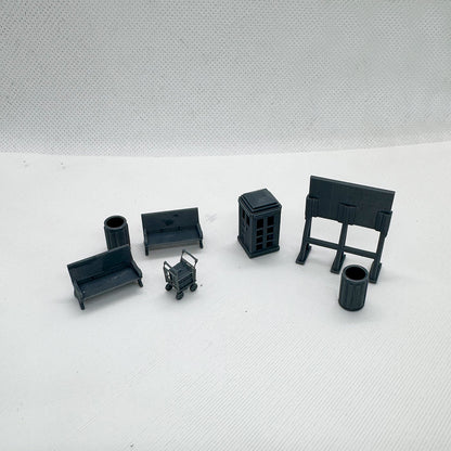 Yao's Studio LYTS072 Diorama Train Station Accessory Set Phone Booth Bench Luggage Scale