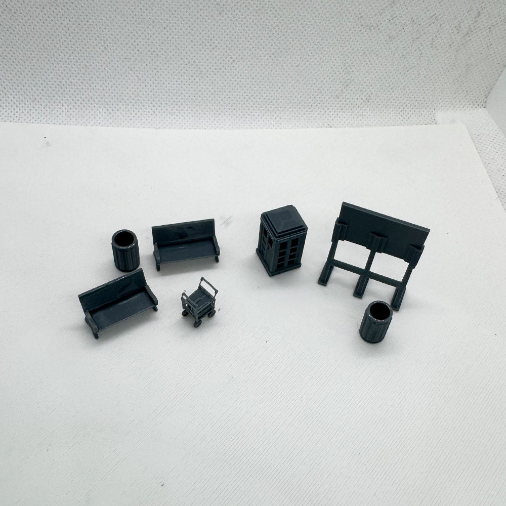 Yao's Studio LYTS072 Diorama Train Station Accessory Set Phone Booth Bench Luggage Scale