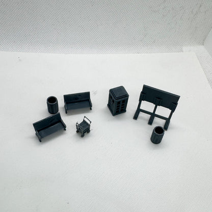 Yao's Studio LYTS072 Diorama Train Station Accessory Set Phone Booth Bench Luggage Scale