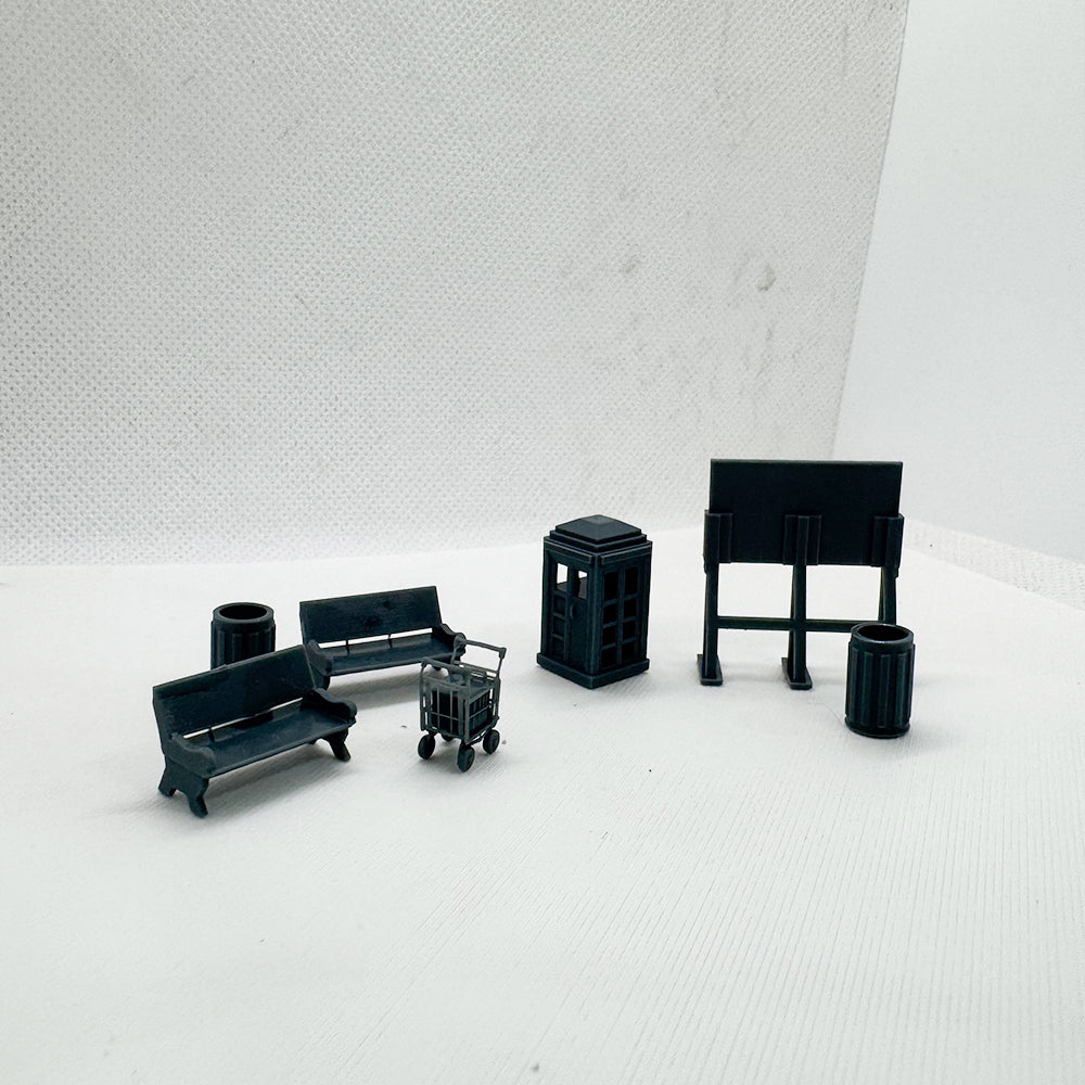 Yao's Studio LYTS072 Diorama Train Station Accessory Set Phone Booth Bench Luggage Scale