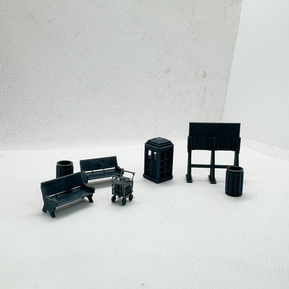 Yao's Studio LYTS072 Diorama Train Station Accessory Set Phone Booth Bench Luggage Scale