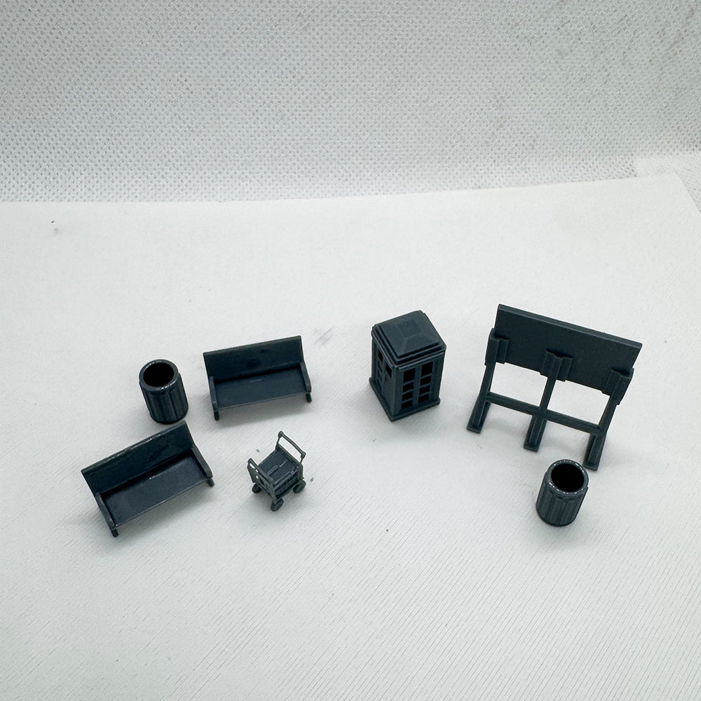 Yao's Studio LYTS072 Diorama Train Station Accessory Set Phone Booth Bench Luggage Scale