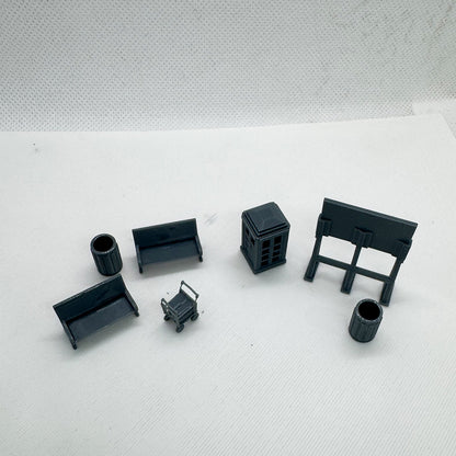 Yao's Studio LYTS072 Diorama Train Station Accessory Set Phone Booth Bench Luggage Scale