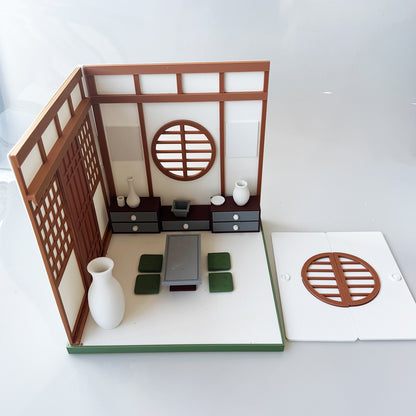 RHF121002 1/12 Tea Room Framework 3D Printing DIY Miniature Scenes 1:12 scale dollhouse miniature tea room furniture set tea table storage cabinet