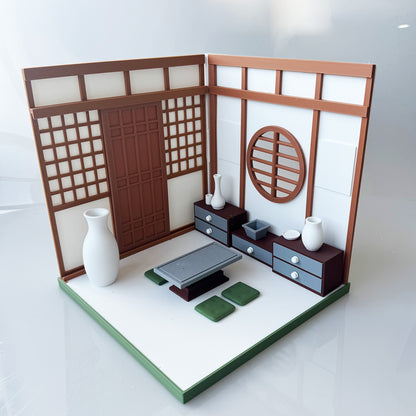 RHF121002 1/12 Tea Room Framework 3D Printing DIY Miniature Scenes 1:12 scale dollhouse miniature tea room furniture set tea table storage cabinet