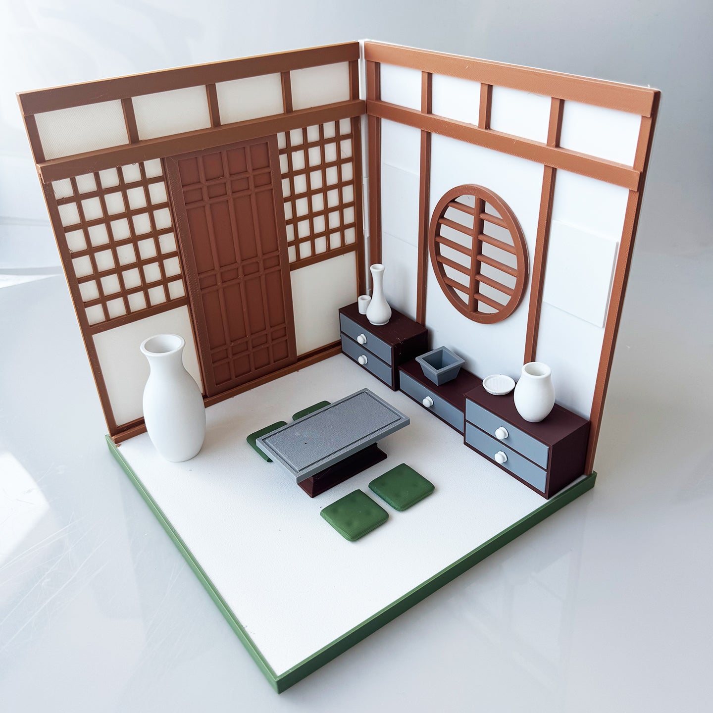 RHF121002 1/12 Tea Room Framework 3D Printing DIY Miniature Scenes 1:12 scale dollhouse miniature tea room furniture set tea table storage cabinet