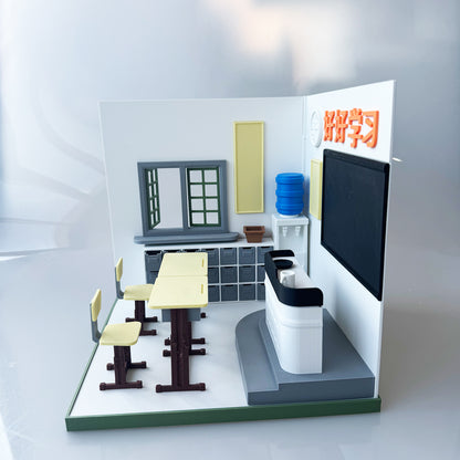 RHF121007 1/12 Classroom Window Scene 3D Printing DIY Miniature Scenes Dollhouse Frame Creative Decorations Desktop Scenarios Mini Models 12-Inch BJD OB Doll Sunshine Classroom1