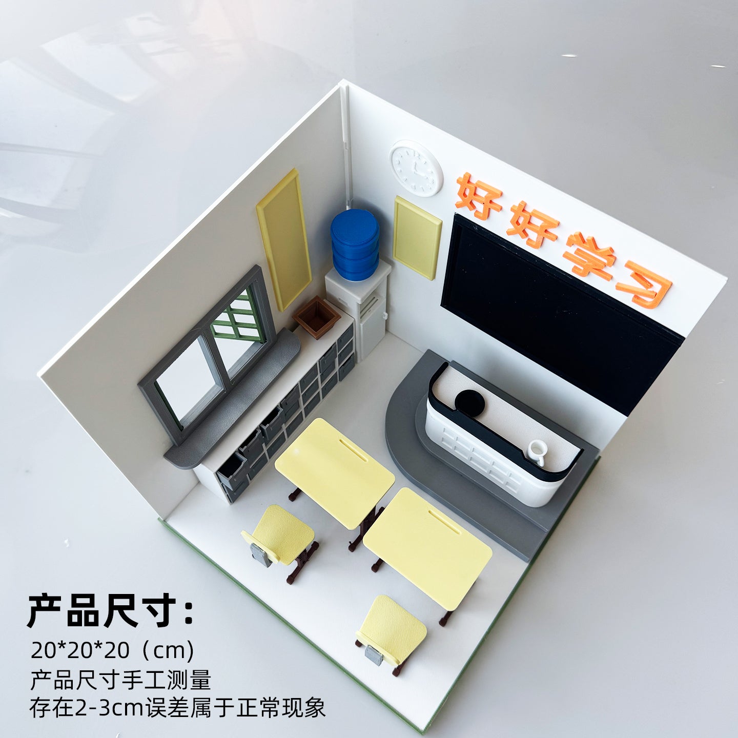 RHF121007 1/12 Classroom Window Scene 3D Printing DIY Miniature Scenes Dollhouse Frame Creative Decorations Desktop Scenarios Mini Models 12-Inch BJD OB Doll Sunshine Classroom1