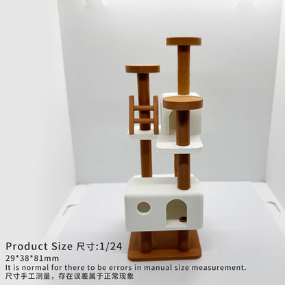 RHF12202 Miniature Cat Climbing Frame Cat Toy Set Dollhouse