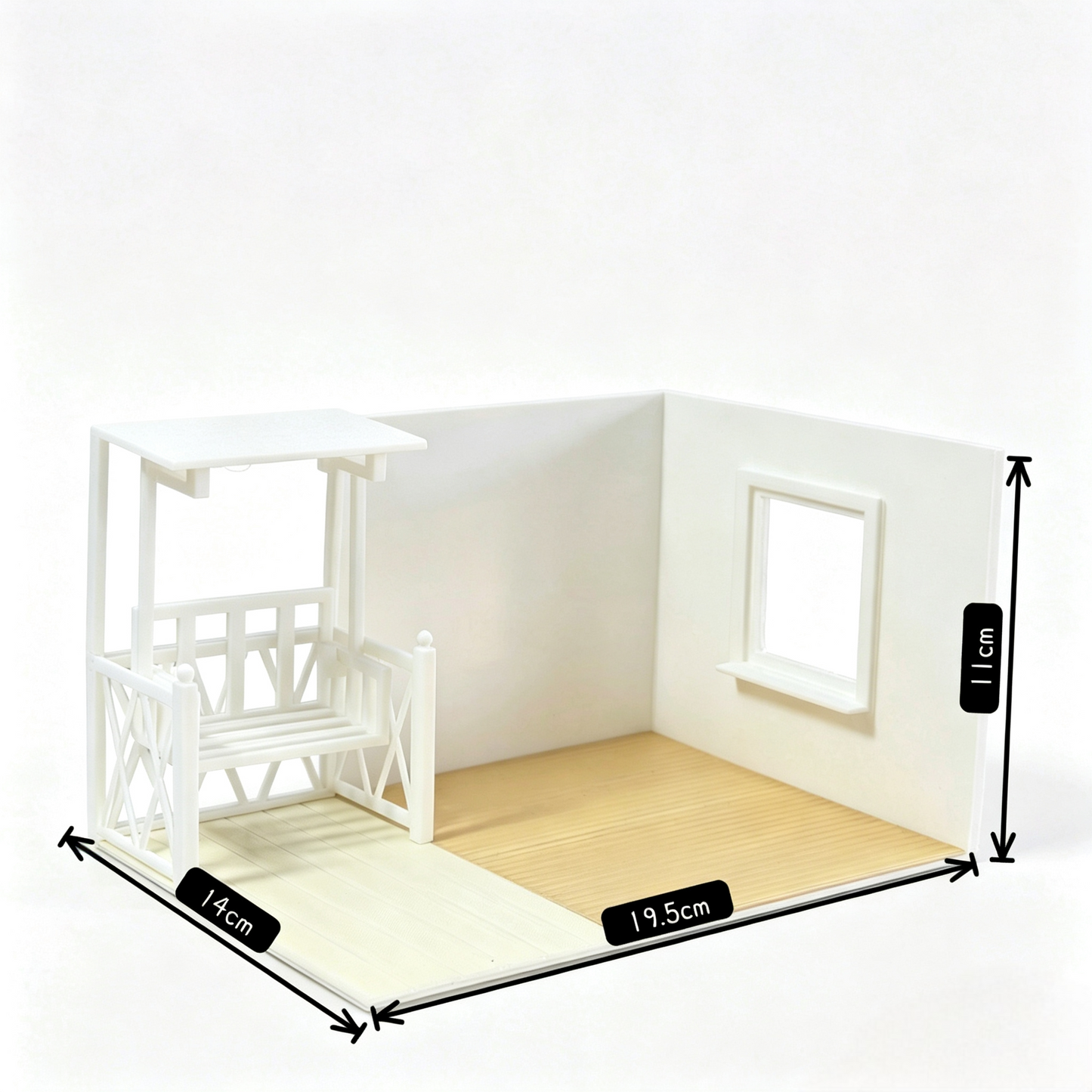 RHF0411 Cottagecore Style Miniature Scene Frame, Single-Side Display Empty Room, Universal Base for Dollhouse/Action Figure Scenes Desktop Ornament Creative DIY Hut