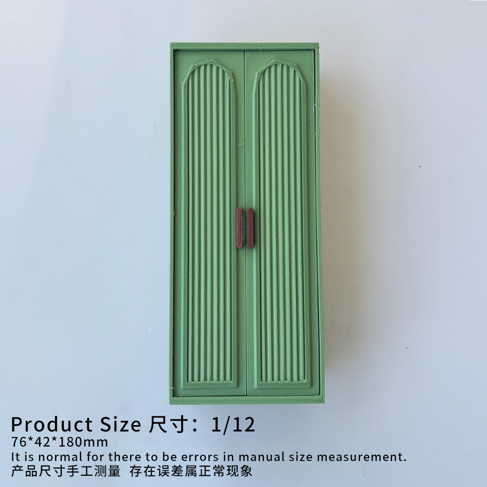 RHF12207  Green Double Door Wardrobe  Dollhouse Miniature 3D Printed