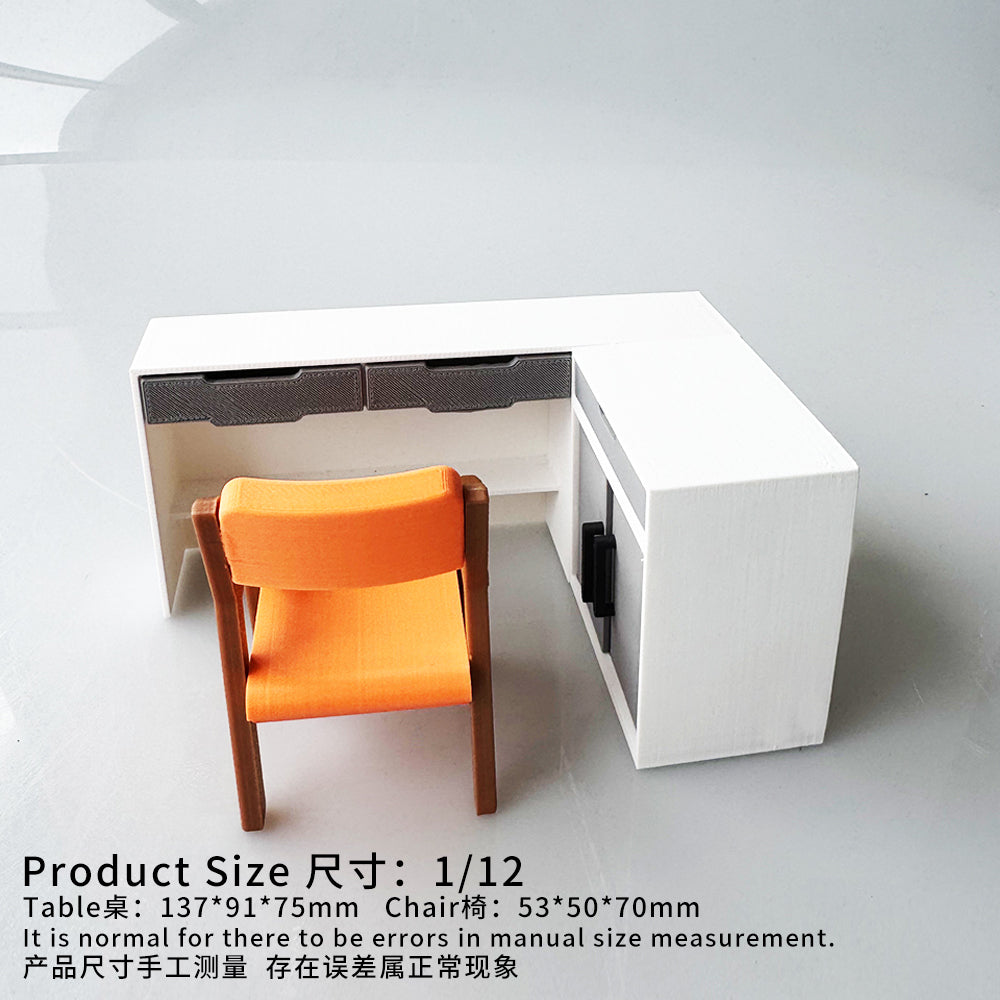 RHF12210  Modern Style Dollhouse Furniture  Miniature Desk And Chair Set 3D Printed