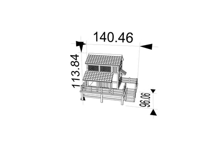 RHF354 Japanese Style Waterside Tea House Model Japanese Style Waterside Tea House Miniature Building with Terrace for Diorama