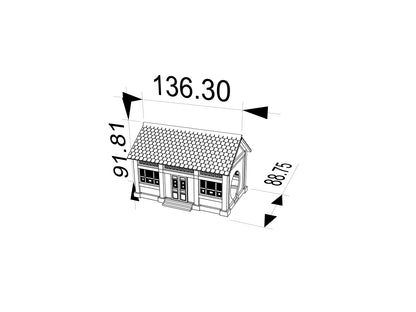 RHF358 Traditional Korean Hanok Miniature Building Model Korean Traditional Hanok Miniature Building with Purple Tile & Carved Windows for Diorama