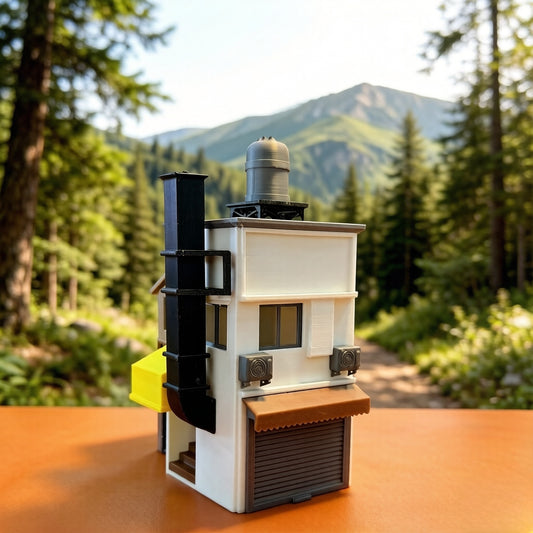 RHF362 Industrial Style Mini Factory Miniature Building Model Industrial Style Mini Factory Miniature Building with Chimney & Water Tank for Diorama