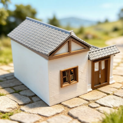RHF370 Jiangnan Water Town Waterside Residence Miniature Building Model Jiangnan Water Town Waterside Residence Miniature Building with Suzhou Style Tiles & White Walls for Diorama