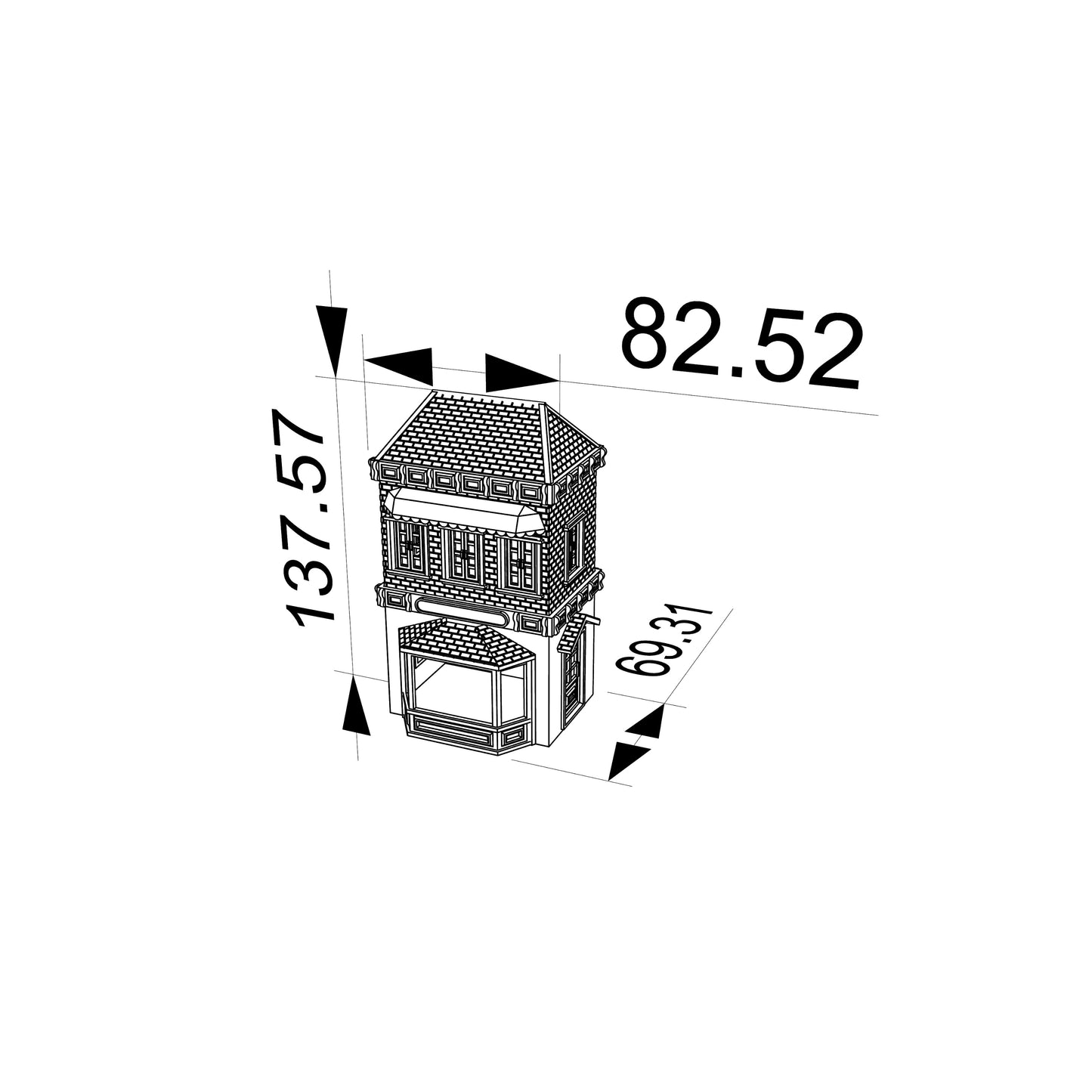 RHF0415 Vintage European Cottage Dollhouse Street Scene Accessory Desktop Ornament Sand Table Architecture Architectural Model, Miniature House Small-scale Landscaping