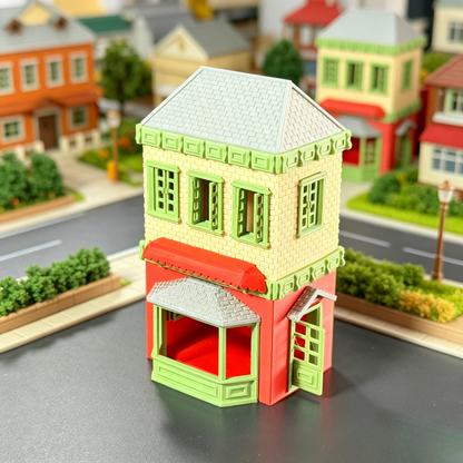 RHF0415 Vintage European Cottage Dollhouse Street Scene Accessory Desktop Ornament Sand Table Architecture Architectural Model, Miniature House Small-scale Landscaping
