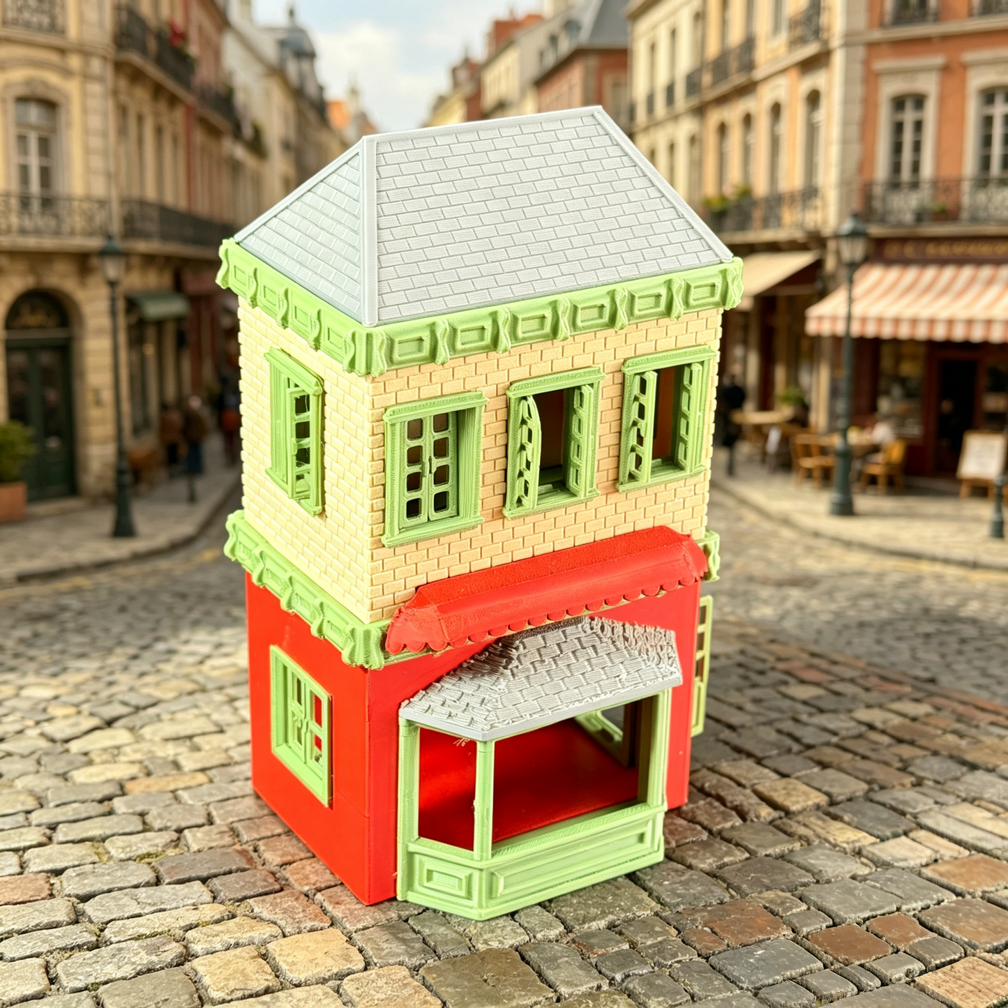 RHF0415 Vintage European Cottage Dollhouse Street Scene Accessory Desktop Ornament Sand Table Architecture Architectural Model, Miniature House Small-scale Landscaping