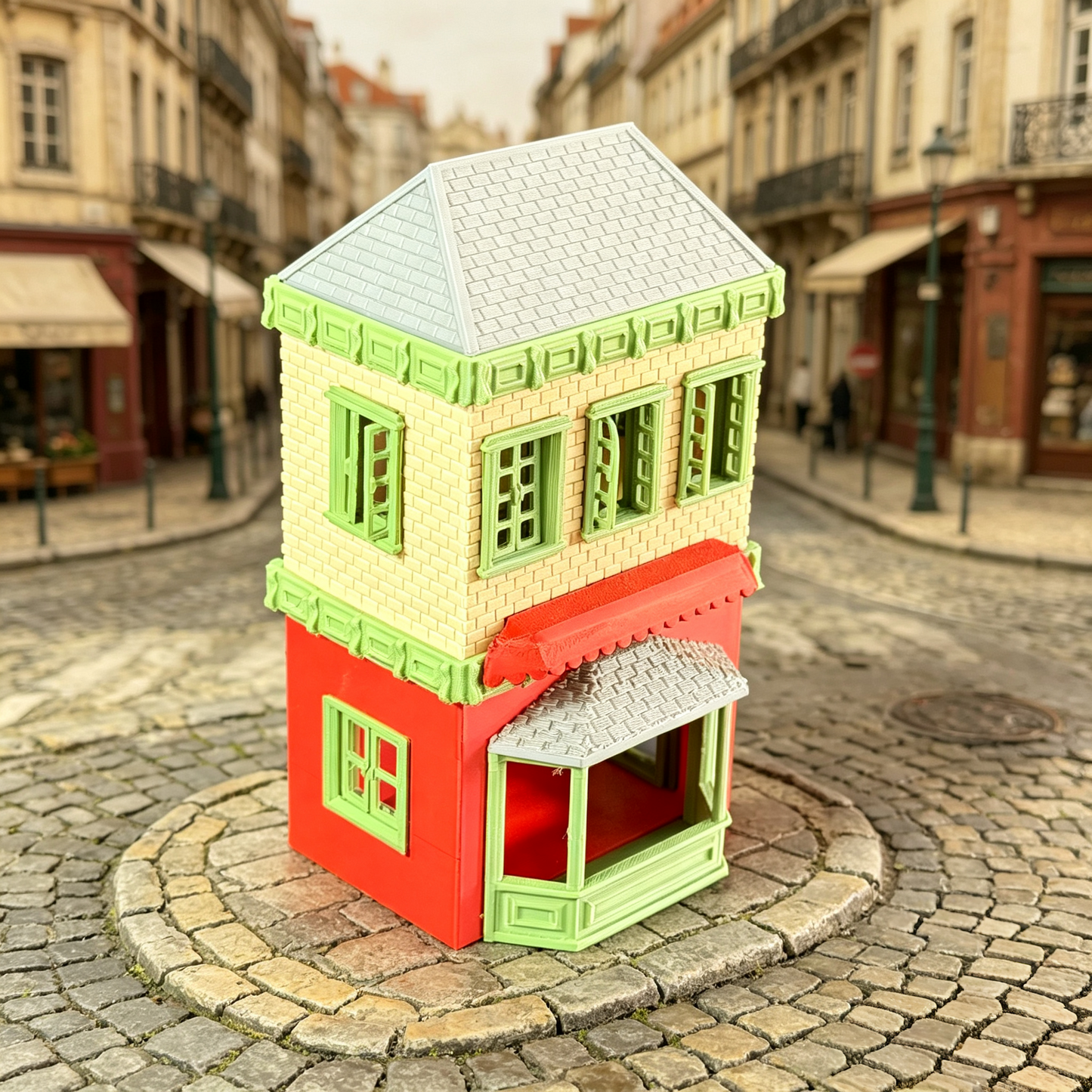 RHF0415 Vintage European Cottage Dollhouse Street Scene Accessory Desktop Ornament Sand Table Architecture Architectural Model, Miniature House Small-scale Landscaping