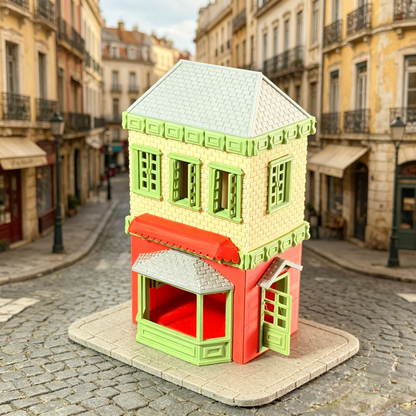 RHF0415 Vintage European Cottage Dollhouse Street Scene Accessory Desktop Ornament Sand Table Architecture Architectural Model, Miniature House Small-scale Landscaping