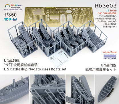 Rainbow RB3603 1/350Detail Up IJN Battleship Nagato class Boats set [3DP+PE+Decal]