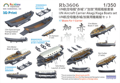 Rainbow RB3606 1/350Detail Up IJN Aircraft Carrier Akagi/Kaga Boats set [3DP+PE+Decal]