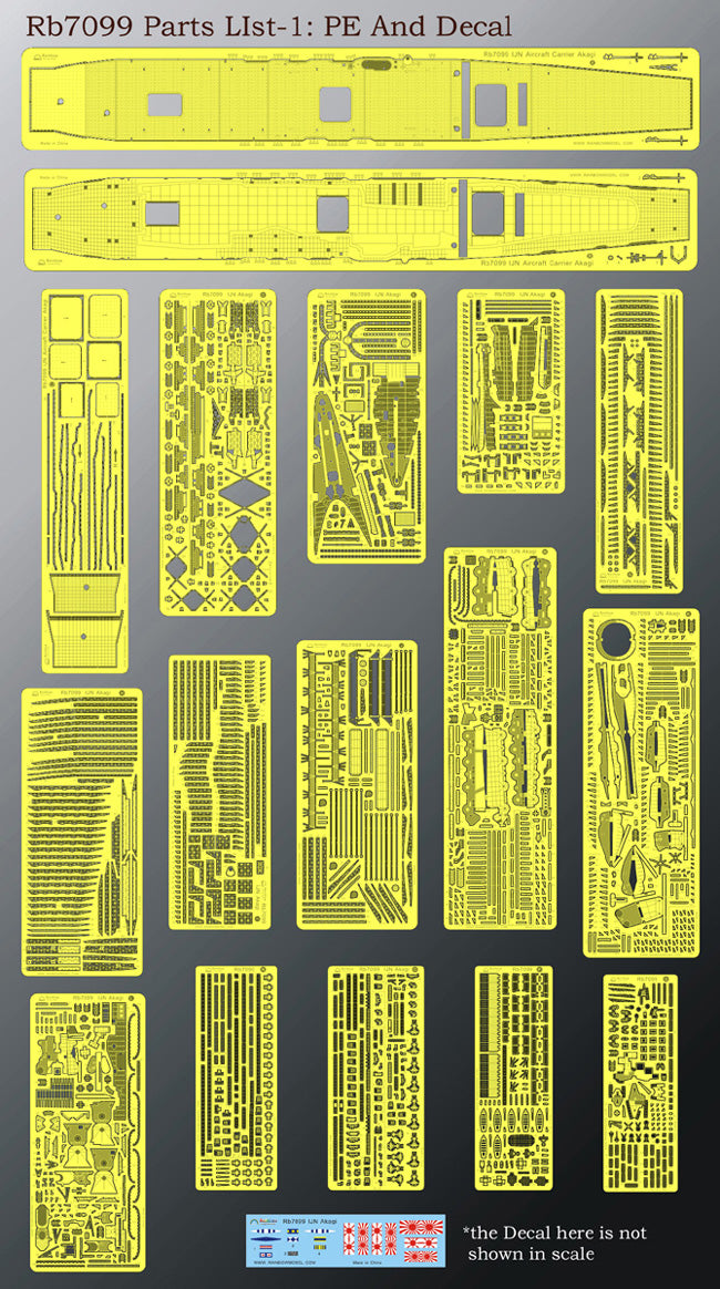 Rainbow RB7099 1/700Detail Up IJN Aircraft carrier Akagi upgraded set [17PE, 3DP*30, 12Metal barrels]