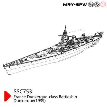 SSMODEL 703 Military Model Kit France Dunkerque-Class Battleship Dunkerque(1939) Water Line