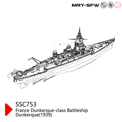 SSMODEL 703S Military Model Kit France Dunkerque-Class Battleship Dunkerque(1939) Full Hull
